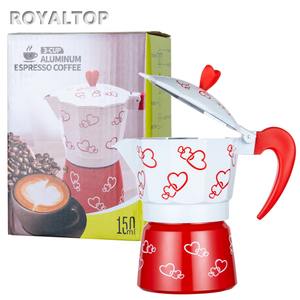 Pot à café moka en aluminium de couleur personnalisée 3 <span class=keywords><strong>tasses</strong></span> <span class=keywords><strong>6</strong></span> <span class=keywords><strong>tasses</strong></span> pot à café moka <span class=keywords><strong>rouge</strong></span> noir avec poignée en bois - Product Image 6