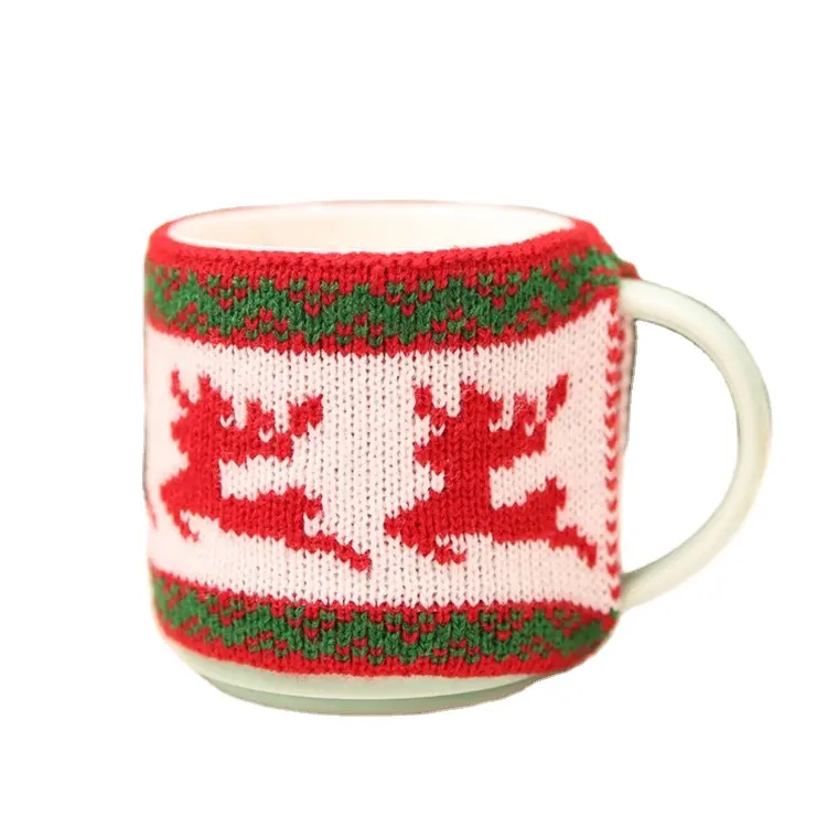 คริสต์มาสถักถ้วย CUP Non-SLIP กาแฟชาแก้วอุ่นผู้ถือตารางเครื่องประดับตกแต่ง PARTY Home Decor Sup