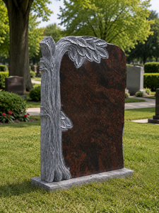 Rustic <b>Tree</b> Design Headstone With Leaf Motif For Cemetery Use - Product Image 4