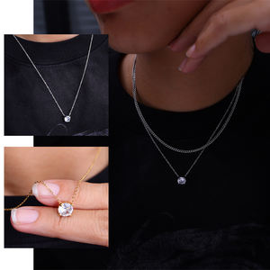 Collier pendentif rond simple en acier inoxydable plaqué or 18 carats PVD, collier géométrique en zircon, bijoux de <span class=keywords><strong>naissance</strong></span>, cadeaux - Product Image 5