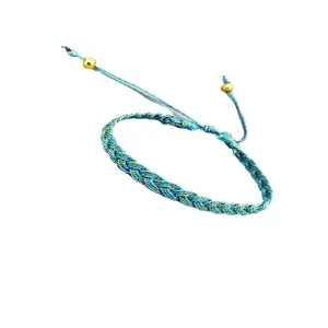 Casual Colored Bright Silk Hand Woven Bracelet Simple All-match Cocoa Adjustable String Bracelet