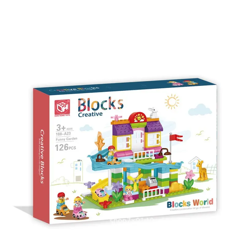 Garden track126Building block set creative children's educationDIYAssembling colourful building block
