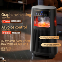 Nouveau Ventilateur Chauffant Portable PTC au Graphène pour Bureau à Domicile 2026, Effet Flamme, Chauffage d'Espace avec Humidificateur Intégré, Économe en Énergie CE FCC UL