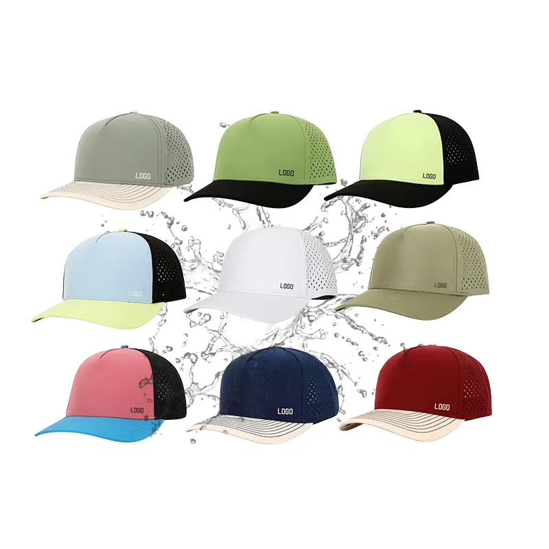 Gorras5パネルキャップレーザーカットホールロープロファイルツートーンフレッシュアウトドアカジュアルベースボールキャップ