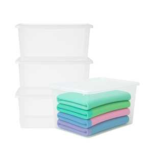 Contenitori di plastica con coperchi da 42 litri, impilabili e trasparenti, per organizzare vestiti e articoli per la casa - Product Image 6