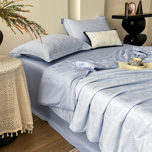 Ensemble de literie d'été en jacquard rose fleur de cerisier, 100% coton, style princesse - Product Image 6