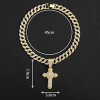 NL2210 Pendentif grande croix hip-hop alliage créatif polyvalent collier cubain pour hommes plein de diamants