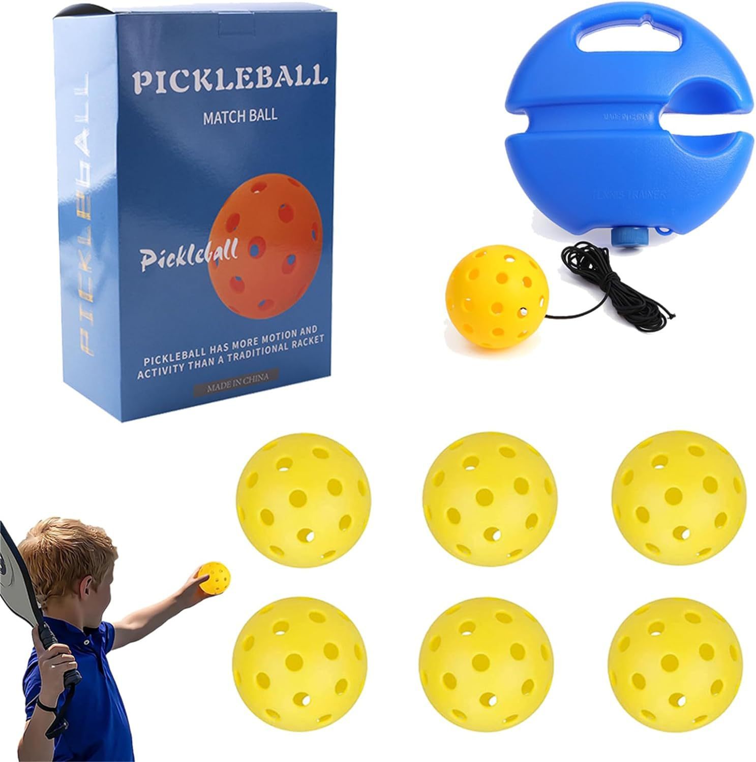 LEYAO Pickleball Training Set with Rebounder & Balls Recreational Practice Equipment for Solo Drills & Skill Improvement