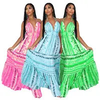 Sommer Frauen Mode Kleid gedruckt Sexy Backless Halfter Plissee Slip Strand kleider Casual Tie Dye Sun