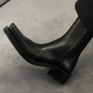 <span class=keywords><strong>Bottes</strong></span> courtes unisexes <span class=keywords><strong>noires</strong></span> à talon carré épais et semelle épaisse pour homme et femme, tendance mode, vente en gros - Product Image 5