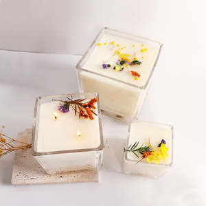 Vente en gros de pots en verre vides transparents carrés, utilisation <span class=keywords><strong>pour</strong></span> la décoration de la maison, conteneur <span class=keywords><strong>pour</strong></span> la <span class=keywords><strong>fabrication</strong></span> de bougies - Product Image 3