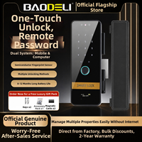 Serrure Intelligente Baodeli pour Porte en Verre avec Reconnaissance d'Empreintes Digitales, Code, Visage et Carte – Ouverture Simple/Double Coulissante Sans Perçage pour Bureau et Magasin