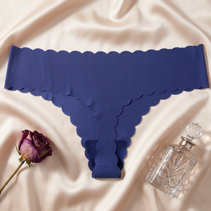 Tanga sin costuras para mujer, con borde ondulado, invisible, de color sólido, transpirable, para deportes, yoga, ropa interior tipo G-string. - Product Image 4