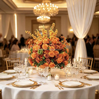 Bola de Flores de Rosa de Seda Personalizada de 30 cm - 80 cm, Bola de Rosas Naranja para Decoración de Centro de Mesa de Boda