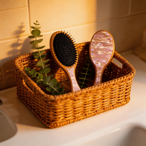 Brosse démêlante en bois de bambou avec logo personnalisé, qualité supérieure, poils de sanglier bouclés, pour sèche-cheveux, pour femmes - Product Image 5