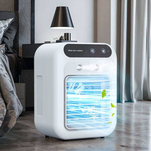 2026 Portable Rechargeable USB Desk Spray Aroma Diffuser with Personal Humidifier Evaporative Air Conditioner Fan Air Cooler