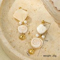 Mode été plage ensemble de bijoux en acier inoxydable plaqué or 18 carats pendentif couleur coquille collier bracelet et boucles d'oreilles pour les femmes