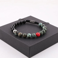 Bracelet en macramé en acier inoxydable fait à la main avec des perles en pierre naturelle au design classique pour hommes et femmes JBS12375