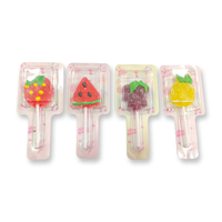 OEM/ODM Customized Gummies Factory Fruit Shape Lollipop Watermelon Pineapple Strawberry Grape Stick Sweet Sugar Gummy Candy
