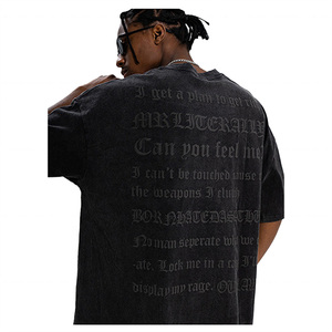 Vêtements hommes impression sur demande bouffée impression surdimensionnée high street wear tshirt haute qualité acide lavé tshirt - Product Image 1