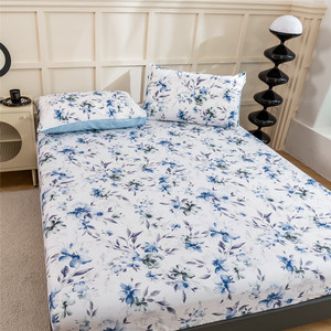 Parure de draps de luxe en microfibre égyptienne 200 fils, motif floral rayé, ultra douce, écologique, poches profondes, 3 pièces, vente en gros - Product Image 5