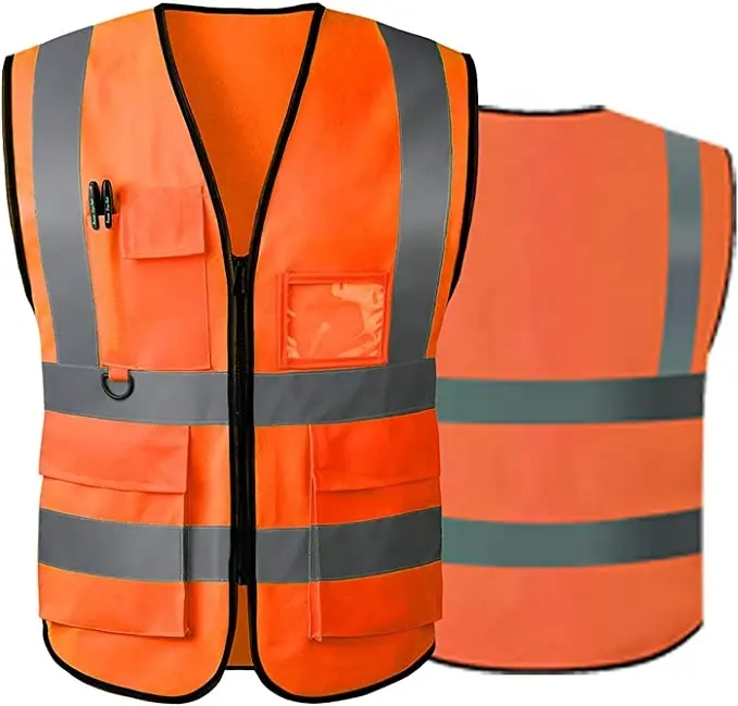 Customized Jacket Hi Vis Reflector Zipper Safety Vest Custom Logo Engineer Construction Worker Safety Reflective Clothing