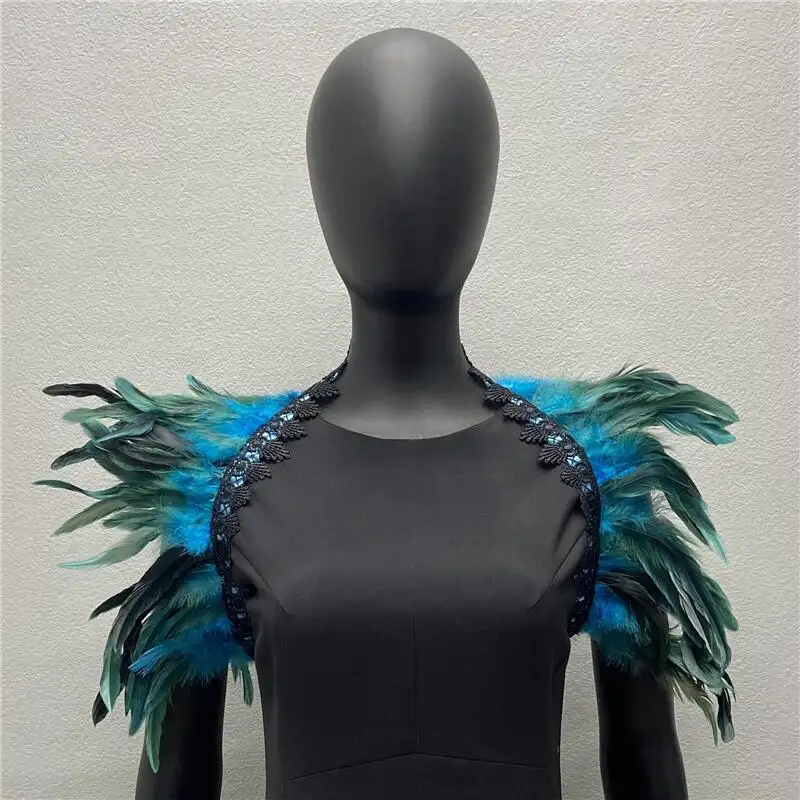 Wholesale Gothic Long Feather Shawl Costume Party Halloween Cosplay Costume Accessories