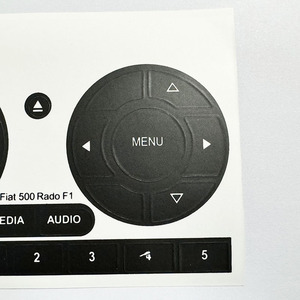 Pegatina de Repuesto para Botones de Radio Fiat 500, Adhesivo de PVC Negro para Controles de Audio y Multimedia - Product Image 1