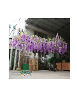 zhen xin qi crafts 350cmr Center Large Plastic Artificial Wisteria Blossom Tree With Purple Silk Flowers For Weddings