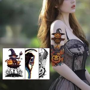 2023 decoraciones de Halloween suministros para fiestas brazo de <span class=keywords><strong>flores</strong></span> impermeable <span class=keywords><strong>tatuaje</strong></span> temporal pegatinas calabaza <span class=keywords><strong>calavera</strong></span> <span class=keywords><strong>tatuaje</strong></span> para hombres y mujeres - Product Image 1