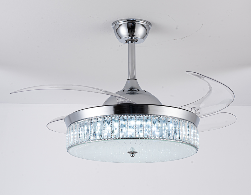 Modern Crystal Light Ceiling Fan With