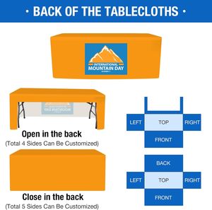 Housse <span class=keywords><strong>de</strong></span> table rectangulaire ajustée en polyester durable avec logo personnalisé, 4, 6 et 8 pieds, toutes couleurs, pour salons professionnels, événements commerciaux, publicité - Product Image 3