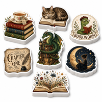 Autocollants personnalisés découpés à la forme, écologiques, pour les amoureux des livres, motifs artistiques, résistants aux intempéries, étiquettes adhésives imprimées pour ordinateur portable, bouteille d'eau