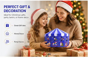 Custom Carousel Tent Shaped Advent <b>Calendar</b> Box 24 Days Blue White Stripe Empty OEM Christmas Surprise Gift Packaging Wholesale - Product Image 3
