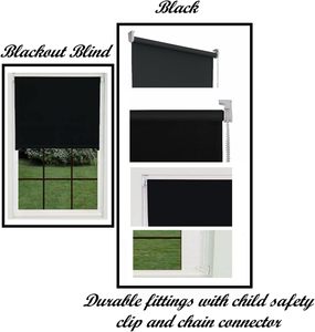 Thermal Insulated Blackout Fabric <strong>Roller</strong> <strong>Blinds</strong> with Easy Fit Room Darkening <strong>Fittings</strong> Included Black (60cm X 165cm) - Product Image 3