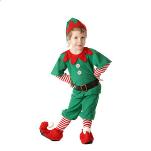 Costume de Noël de Père Noël et d'elfes, déguisement vert et rouge, <span class=keywords><strong>tenue</strong></span> de Noël pour garçons et filles pour le Nouvel An - Product Image 4