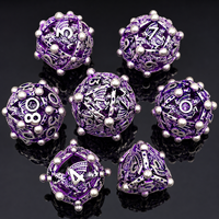 Ensemble de dés polyédriques DND en métal creux, motif Dragon Orbe en Bronze Antique, 7 pièces, à points sphériques, pour jeux de table RPG Dungeons & Dragons, coffret cadeau