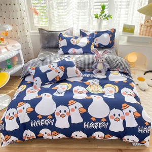 Juego de Ropa de Cama con Estampado de Dibujos Animados en Colores Pastel, <span class=keywords><strong>Funda</strong></span> de Edredón Transpirable y Agradable para la Piel, para Niños y Dormitorios Estudiantiles - Product Image 2