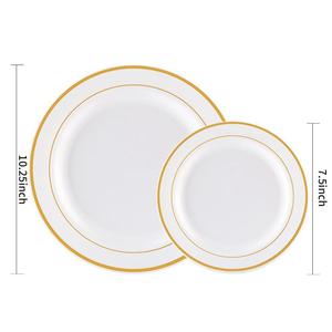<span class=keywords><strong>Vajilla</strong></span> desechable de lujo de 60 unidades, platos de cena de plástico con bordes dorados y plateados reutilizables para bodas, eventos de catering - Product Image 2