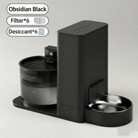 Fontaine à eau pour chat en acier inoxydable à température constante, sans fil, 2-en-1, distributeur automatique de nourriture et d'eau, capacité de 2 L, bols