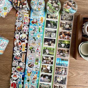 สติกเกอร์ม้วนลายการ์ตูนมาชิ 1 ม้วน วัสดุ DIY น่ารัก ทำมือ ตกแต่งสมุดบันทึก ลายโบราณยามเช้า สำหรับงานคอลลาจ - Product Image 1