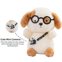 Peluche chien mignon en gros, jouet en coton PP doux, poupée animale en peluche - Mini appareil photo avec lumières clignotantes, cadeau d'anniversaire pour enfants