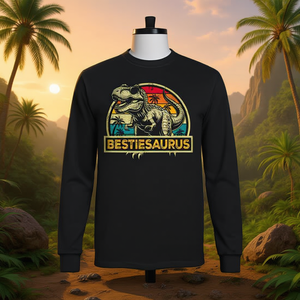 Bestiesaurus T Rex Dinosaur T-shirt à manches longues Design assorti pour la famille - Product Image 3