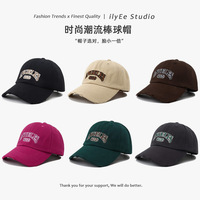 Topi Baseball 6 Panel Bordir Gaya Korea, Katun Murni, Bagian Atas Lembut, Dapat Disesuaikan, Unisex, Olahraga Luar Ruangan, Kasual, Trendi, Empat Warna