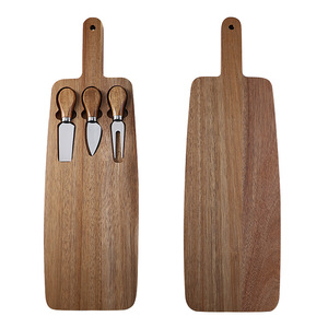 Juego de tablas de queso de madera de acacia con cuchillos de queso de acero inoxidable, bandeja de madera para servir charcutería para fiestas y cocina - Product Image 6