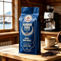 Sacs à café personnalisés avec logo imprimé en gravure, résistants à l'humidité, haute qualité, pour grains de café 250g/500g/1kg, fond plat, scellage huit côtés, emballage stand-up