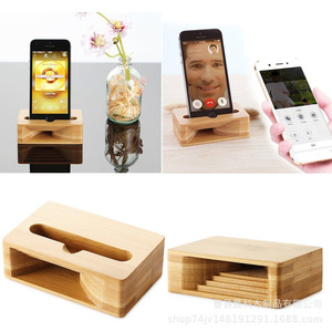 Bamboo Phone Stand <b>Speaker</b> Wooden Desktop <b>Amplifier</b> Home Decor Accessory Rack - Product Image 4