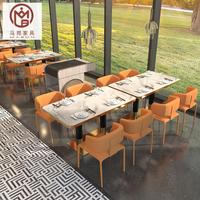 Chine hôtel cafétéria moderne café occidental café commercial marbre carré Restaurant meubles design table et chaises ensemble