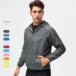 यूनिसेक्स रनिंग साइकल चलाना जैकेट पुरुषों के निविड़ अंधकार Hooded Packable Windbreaker हल्के बारिश Windproof त्वरित सूखी बाइक रेनकोट