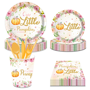 MM255 decorazioni per feste di zucca autunnale la nostra piccola zucca sta trasformando le stoviglie per le forniture di compleanno del bambino - Product Image 5